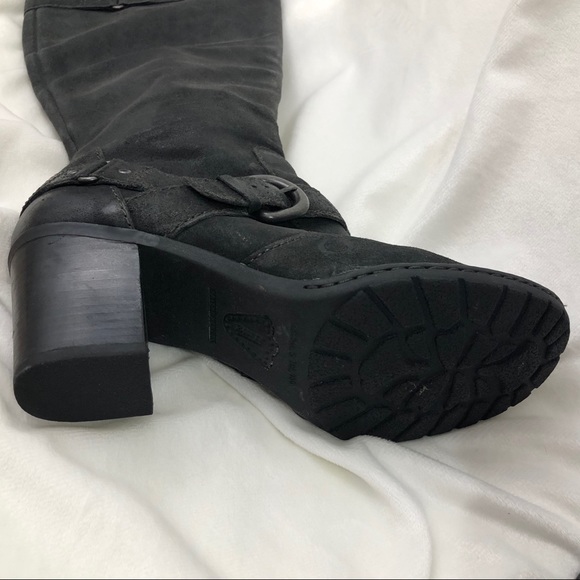 BORN Buckle Leather Moto Boots Tall {Charcoal} - Picture 6 of 11